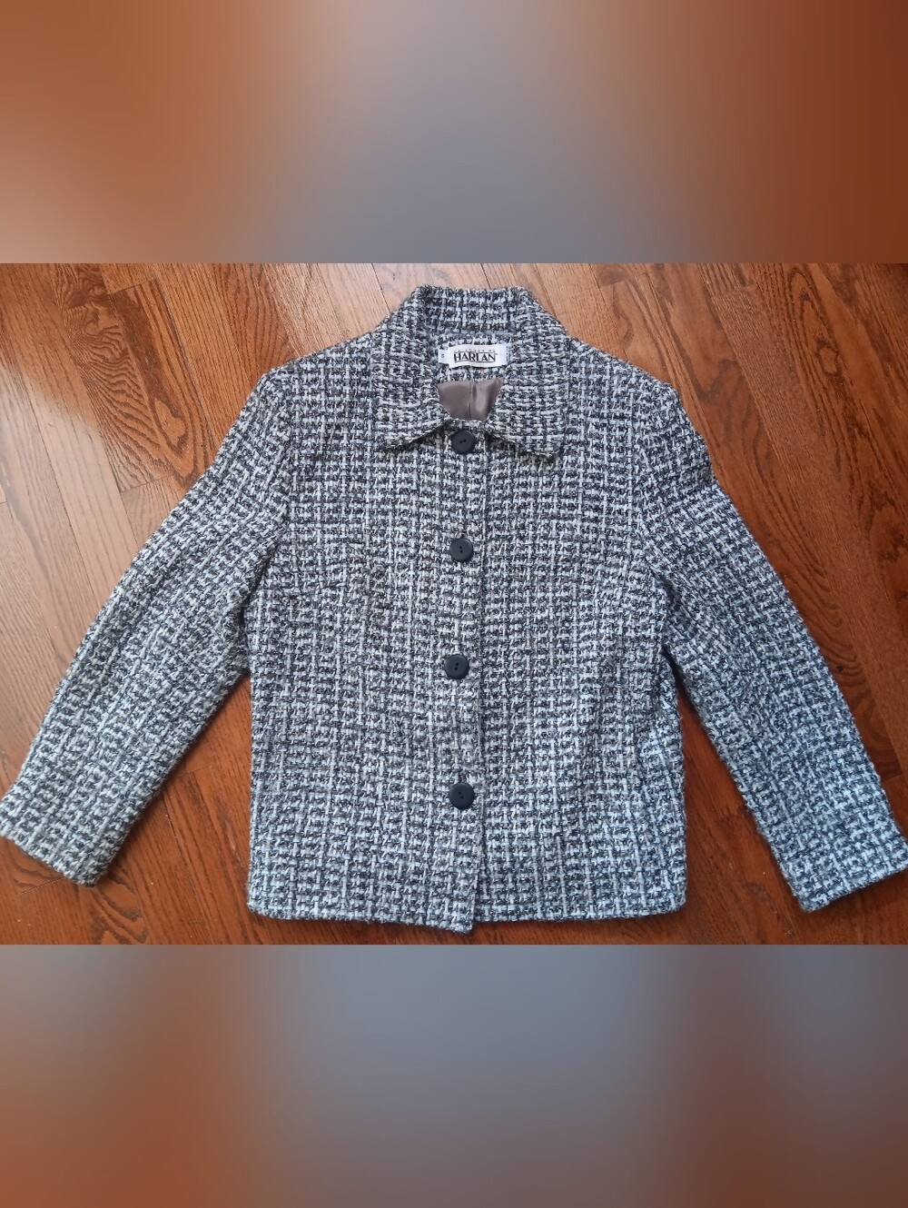 Vintage Tailored by Harlan Bouclé Tweed Jacket | Size 10 Blue & Gray Blazer